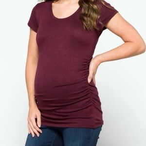 Market & Spruce Maternity Burgundy Short Sleeve Top